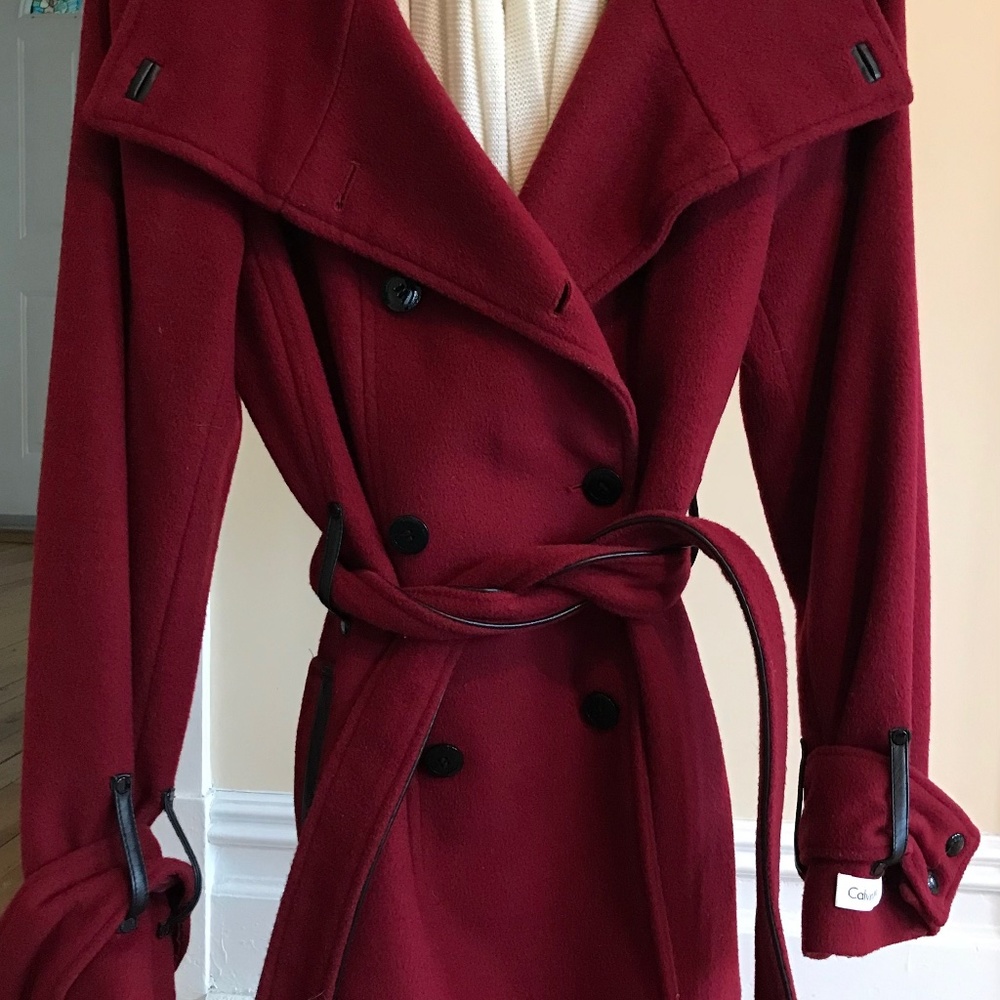 Calvin Klein women's red wool winter coat Medium